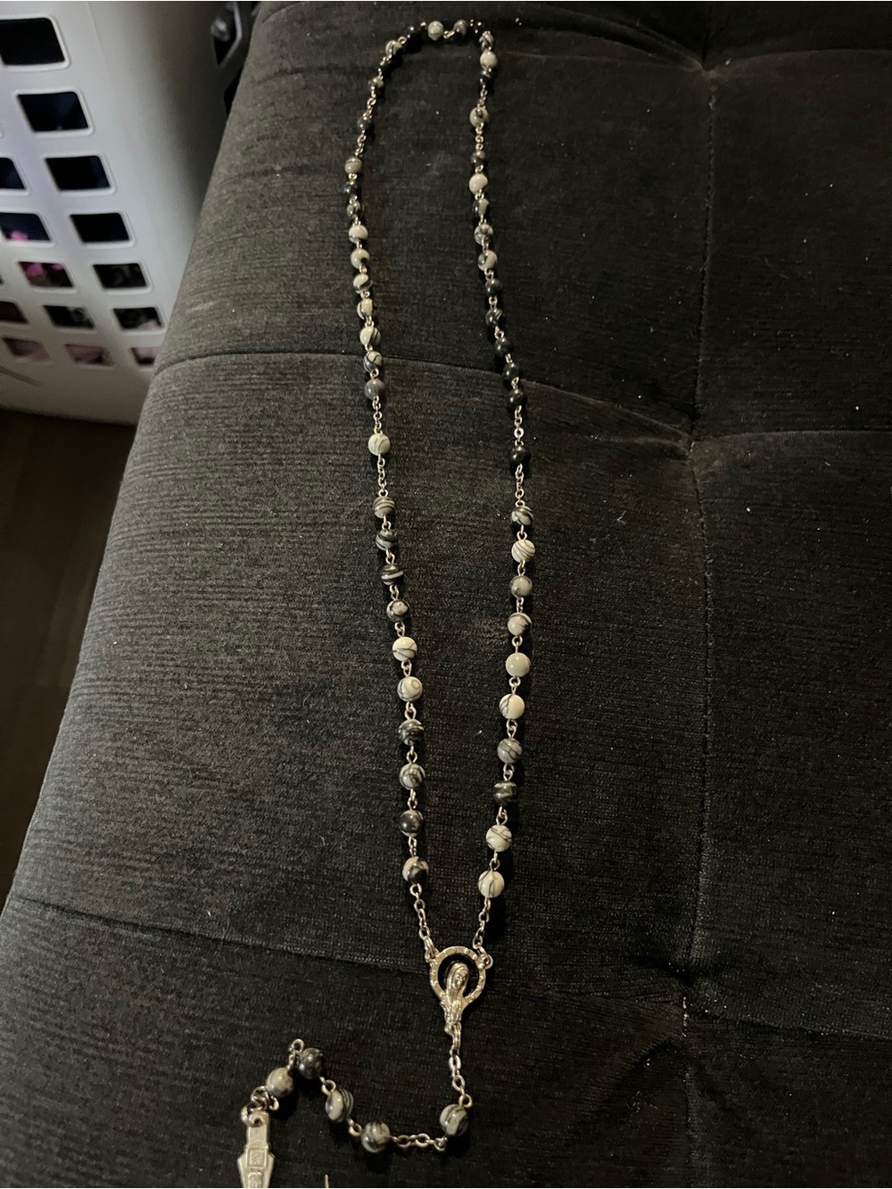 Rosary vintage black onyx Smokey quartz Catholic religious holy - Picture 9 of 9